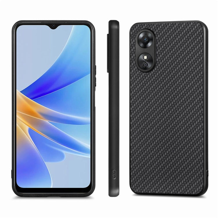 For OPPO A17 Carbon Fiber Texture Leather Back Cover Phone Case