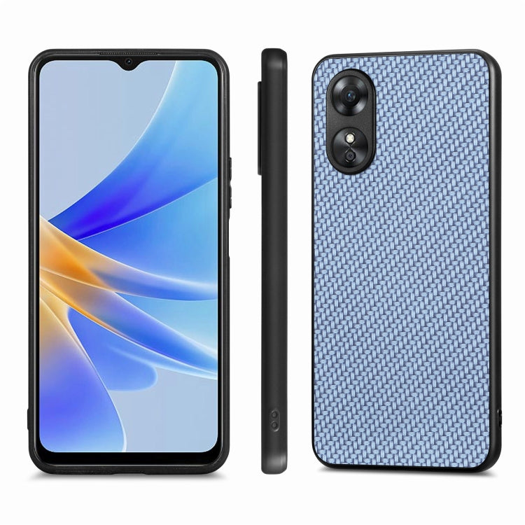 For OPPO A17 Carbon Fiber Texture Leather Back Cover Phone Case