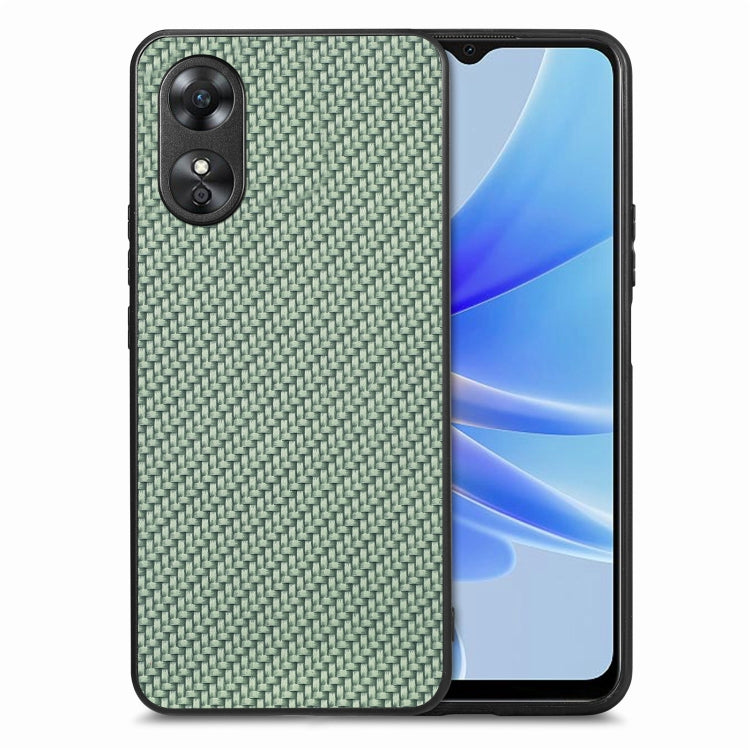 For OPPO A17 Carbon Fiber Texture Leather Back Cover Phone Case