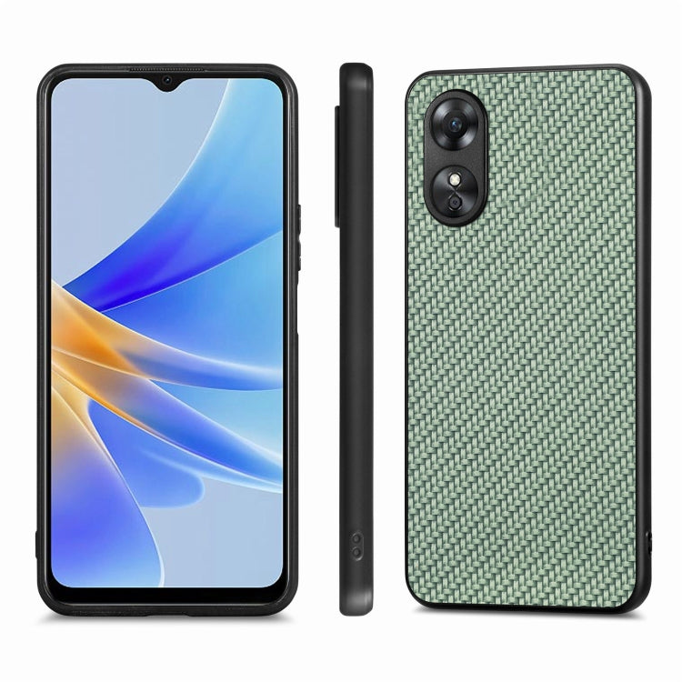 For OPPO A17 Carbon Fiber Texture Leather Back Cover Phone Case