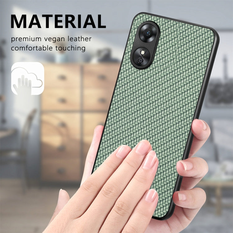For OPPO A17 Carbon Fiber Texture Leather Back Cover Phone Case