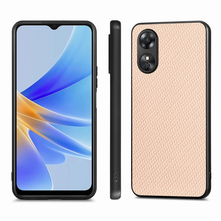 For OPPO A17 Carbon Fiber Texture Leather Back Cover Phone Case
