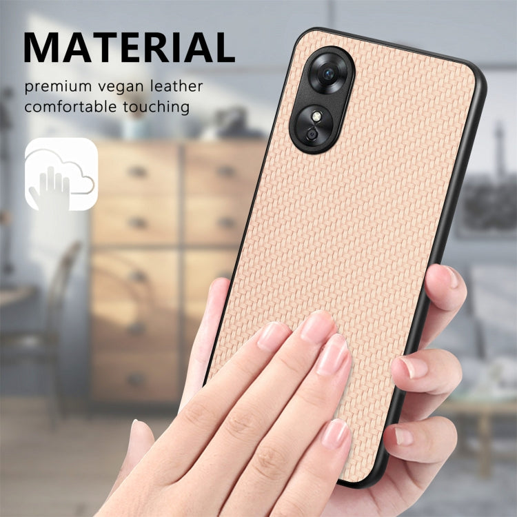 For OPPO A17 Carbon Fiber Texture Leather Back Cover Phone Case