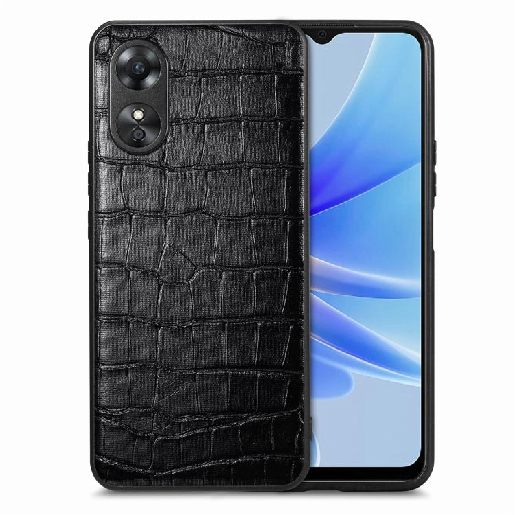ForOPPO A17 Crocodile Grain Leather Back Cover Phone Case