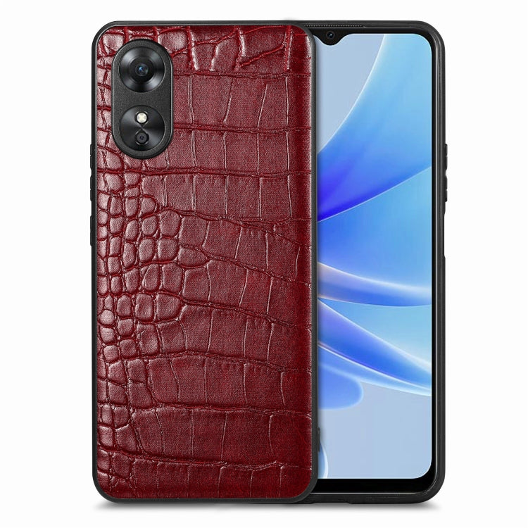 ForOPPO A17 Crocodile Grain Leather Back Cover Phone Case