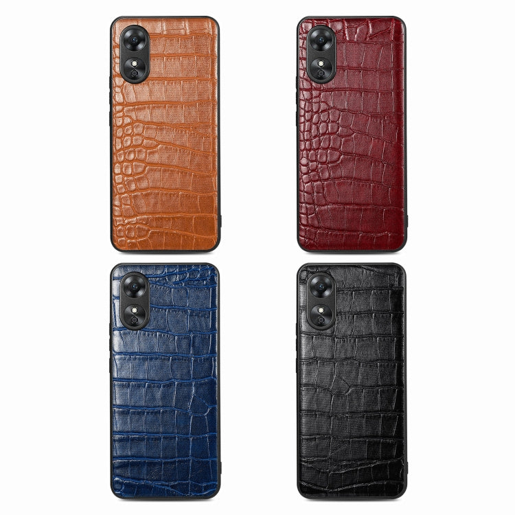 ForOPPO A17 Crocodile Grain Leather Back Cover Phone Case
