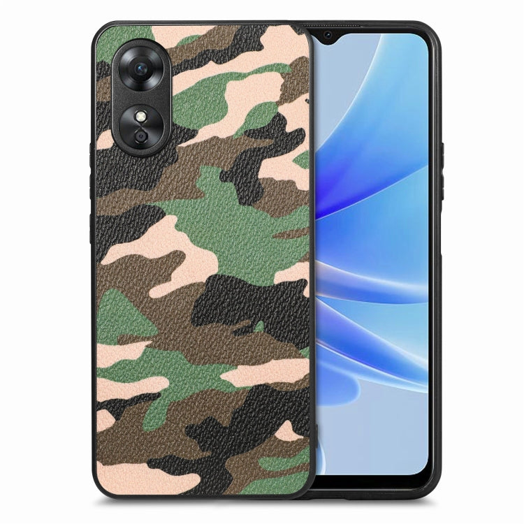 For OPPO A17 Camouflage Leather Back Cover Phone Case