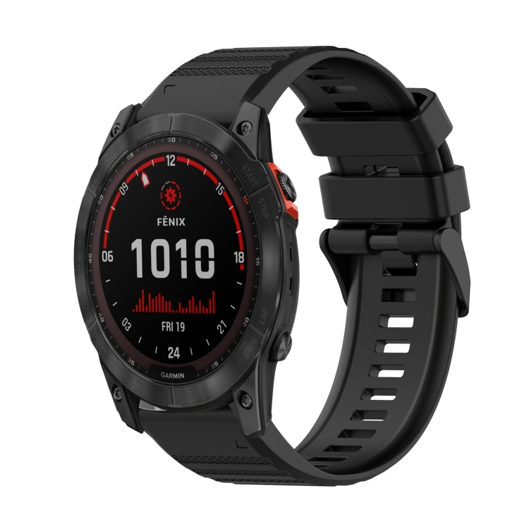 For Garmin Fenix 7X 26mm Horizontal Texture Silicone Watch Band with Removal Tool