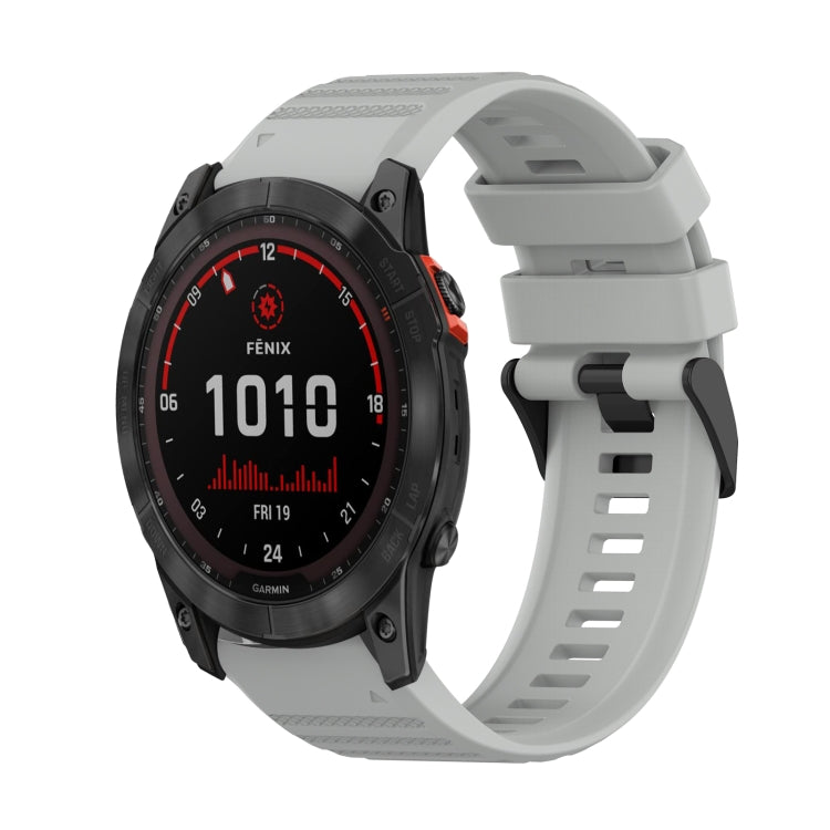 For Garmin Fenix 7X 26mm Horizontal Texture Silicone Watch Band with Removal Tool