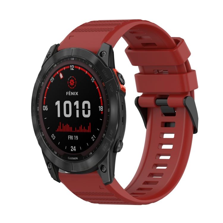 For Garmin Fenix 7X 26mm Horizontal Texture Silicone Watch Band with Removal Tool
