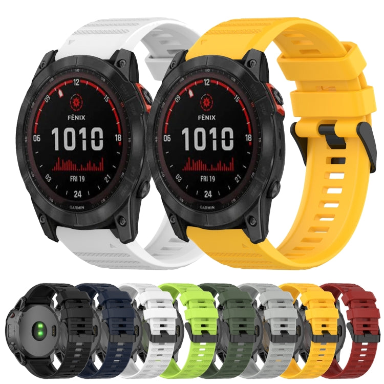 For Garmin Fenix 7X 26mm Horizontal Texture Silicone Watch Band with Removal Tool