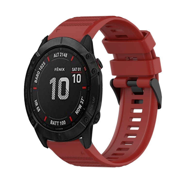 For Garmin Fenix 6X 26mm Horizontal Texture Silicone Watch Band with Removal Tool
