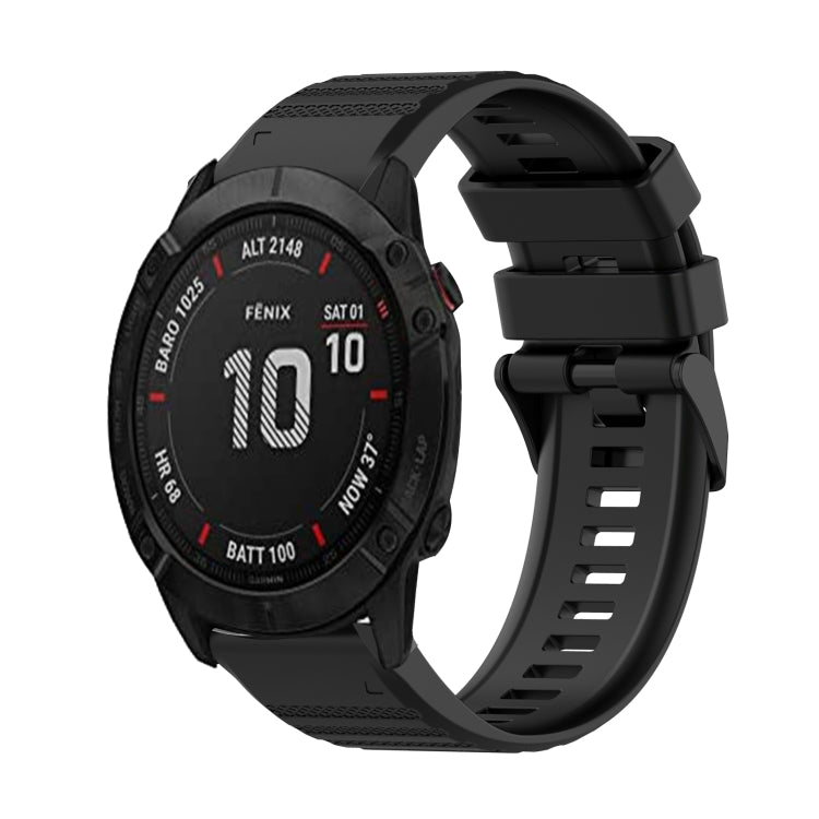 For Garmin Fenix 6X Pro 26mm Horizontal Texture Silicone Watch Band with Removal Tool