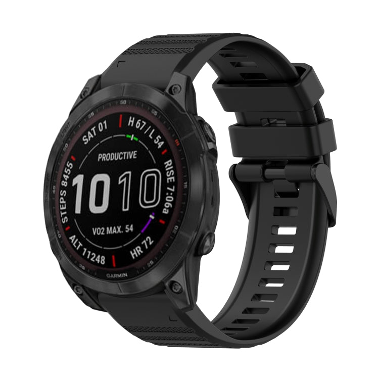 For Garmin Fenix 7 Solar 22mm Horizontal Texture Silicone Watch Band with Removal Tool