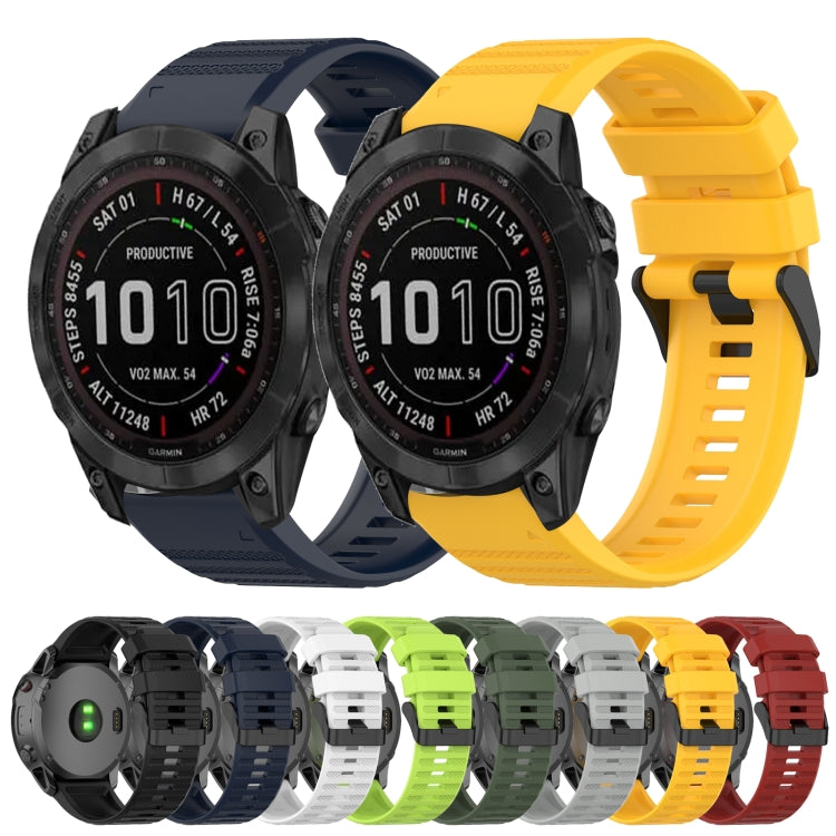 For Garmin Fenix 7 Solar 22mm Horizontal Texture Silicone Watch Band with Removal Tool