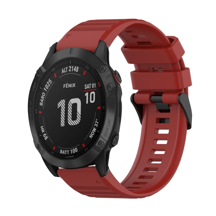 For Garmin Fenix 6 GPS 22mm Horizontal Texture Silicone Watch Band with Removal Tool