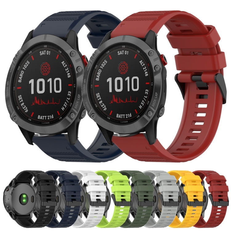 For Garmin Fenix 6 GPS 22mm Horizontal Texture Silicone Watch Band with Removal Tool