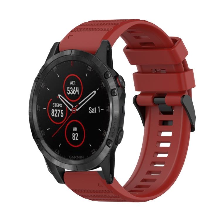 For Garmin Fenix 5 Plus 22mm Horizontal Texture Silicone Watch Band with Removal Tool