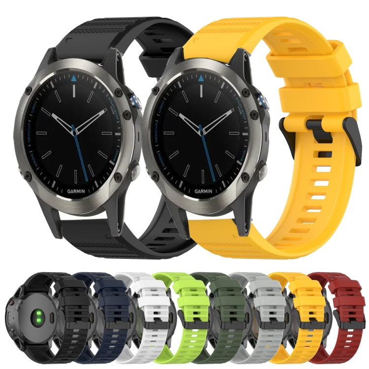 For Garmin Quatix 5 Sapphire 22mm Horizontal Texture Silicone Watch Band with Removal Tool