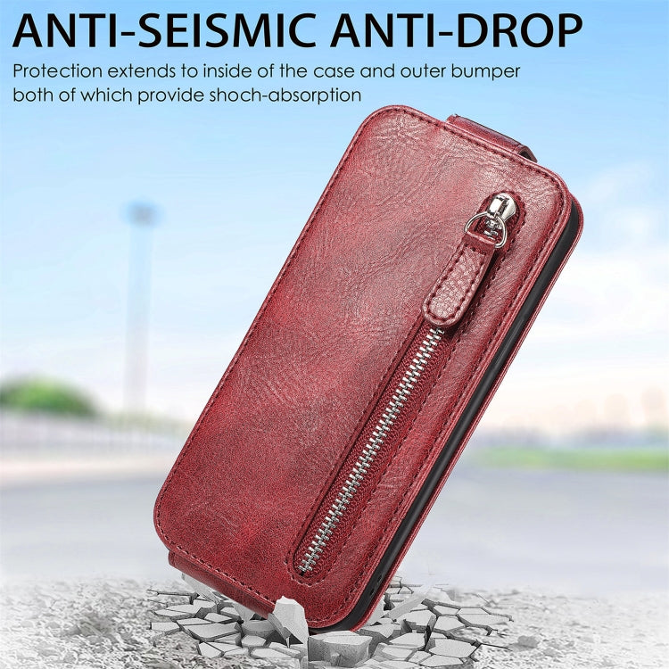 For Motorola Moto E22 Zipper Wallet Vertical Flip Leather Phone Case