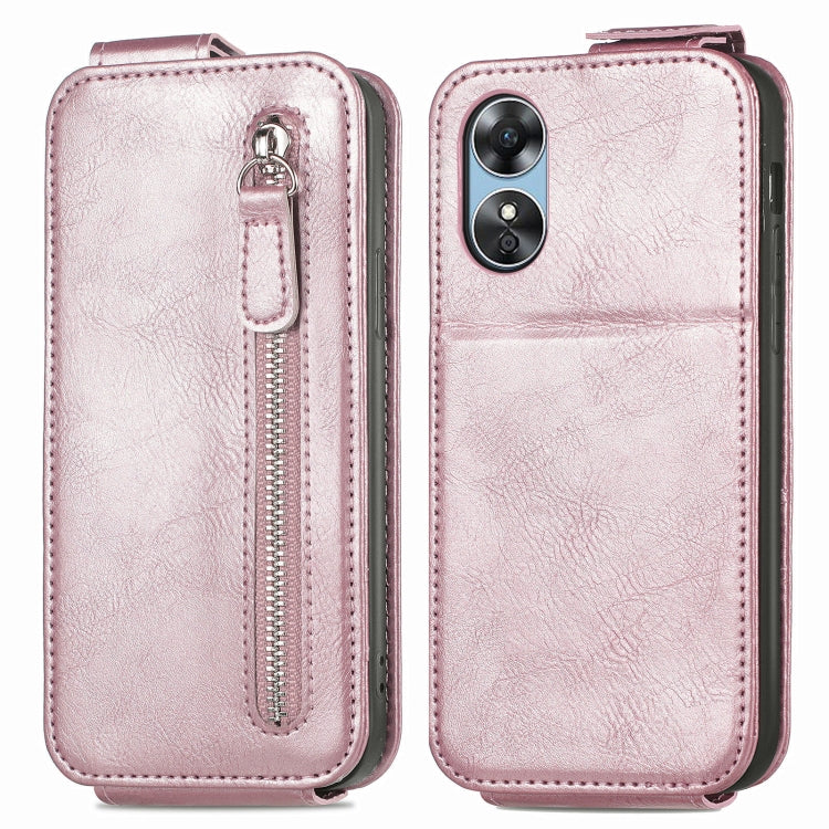 For OPPO A17 Zipper Wallet Vertical Flip Leather Phone Case