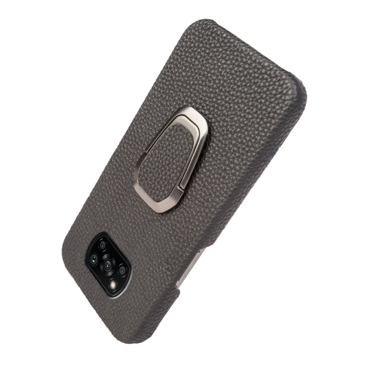 For Xiaomi Poco X3 Pro / Poco X3 / X3 NFC  Ring Holder Litchi Texture Genuine Leather Phone Case