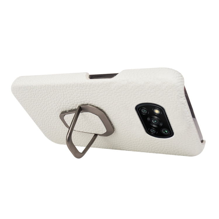 For Xiaomi Poco X3 Pro / Poco X3 / X3 NFC  Ring Holder Litchi Texture Genuine Leather Phone Case