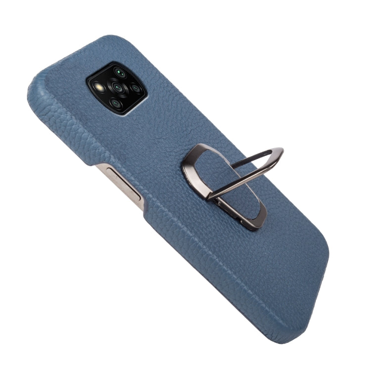For Xiaomi Poco X3 Pro / Poco X3 / X3 NFC  Ring Holder Litchi Texture Genuine Leather Phone Case