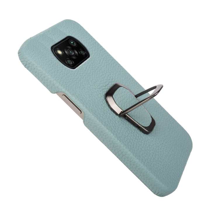 For Xiaomi Poco X3 Pro / Poco X3 / X3 NFC  Ring Holder Litchi Texture Genuine Leather Phone Case