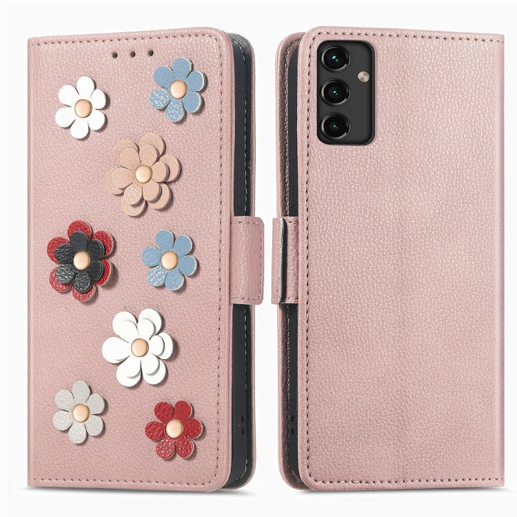 For Samsung Galaxy A14 5G  Stereoscopic Flowers Leather Phone Case