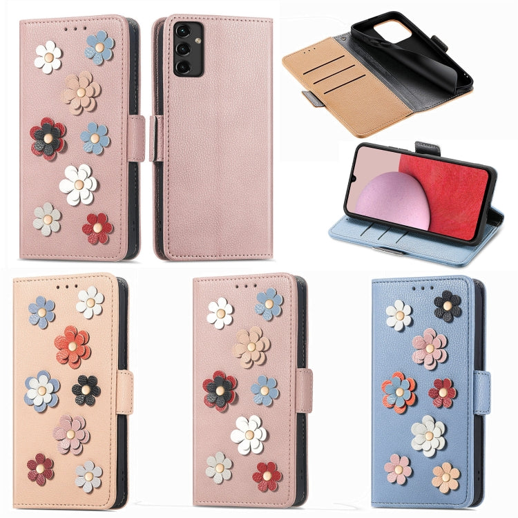 For Samsung Galaxy A14 5G  Stereoscopic Flowers Leather Phone Case