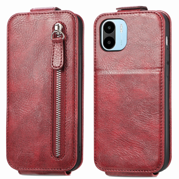 For Xiaomi Redmi A1 Zipper Wallet Vertical Flip Leather Phone Case