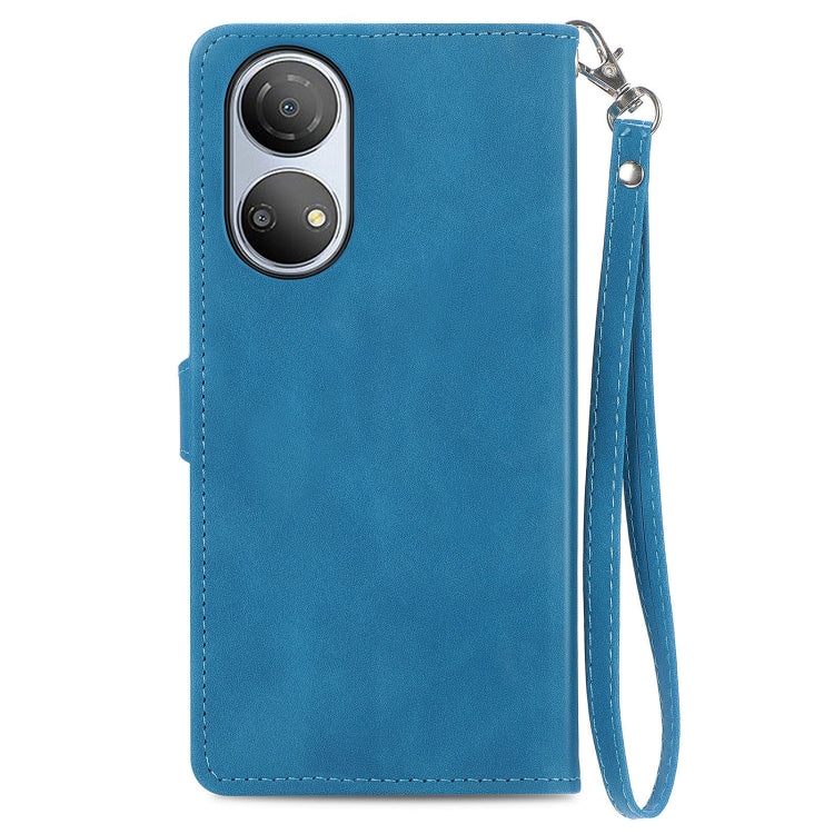 For Honor Play 30 Plus Embossed Flower Zipper Leather Phone Case