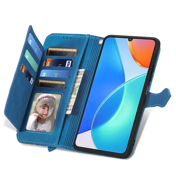 For Honor Play 30 Plus Embossed Flower Zipper Leather Phone Case