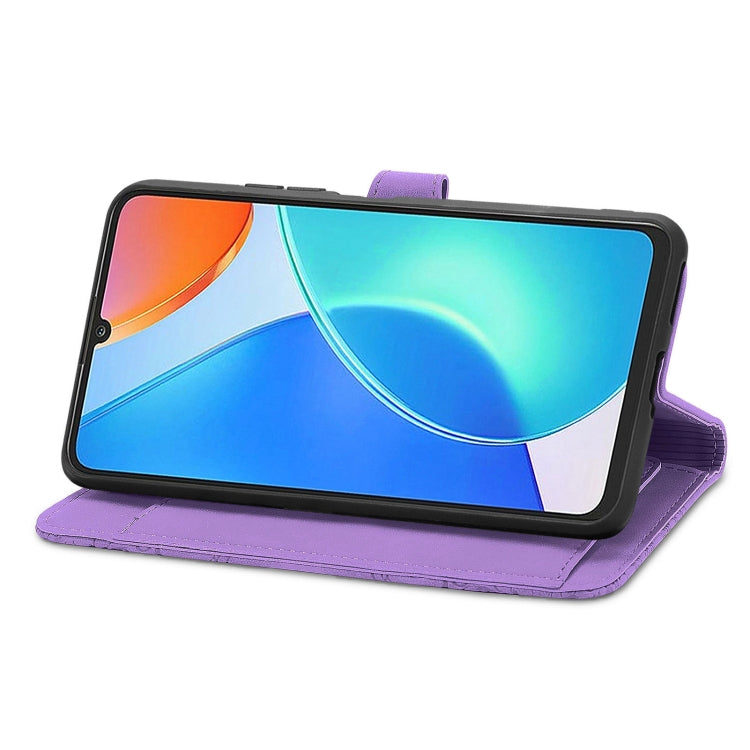 For Honor Play 30 Plus Embossed Flower Zipper Leather Phone Case