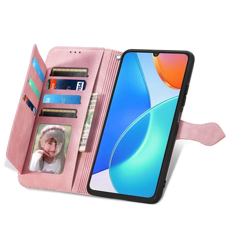 For Honor Play 30 Plus Embossed Flower Zipper Leather Phone Case