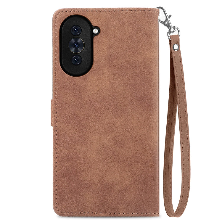 For Huawei Nova 10 Embossed Flower Zipper Leather Phone Case