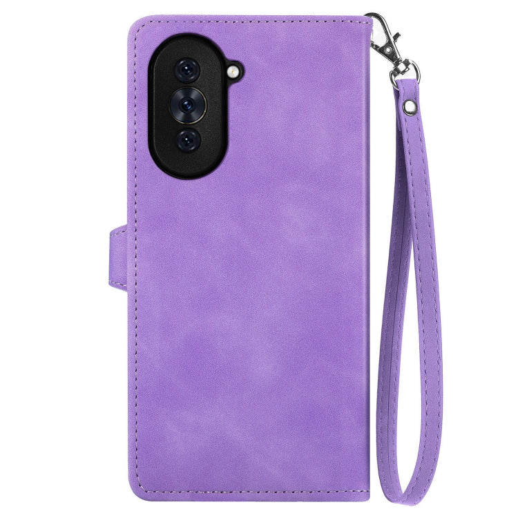 For Huawei Nova 10 Embossed Flower Zipper Leather Phone Case