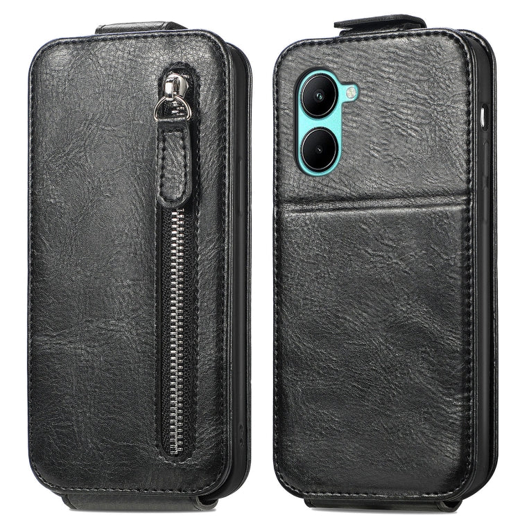 For Realme C33 Zipper Wallet Vertical Flip Leather Phone Case