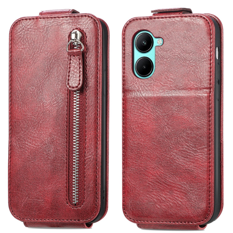 For Realme C33 Zipper Wallet Vertical Flip Leather Phone Case