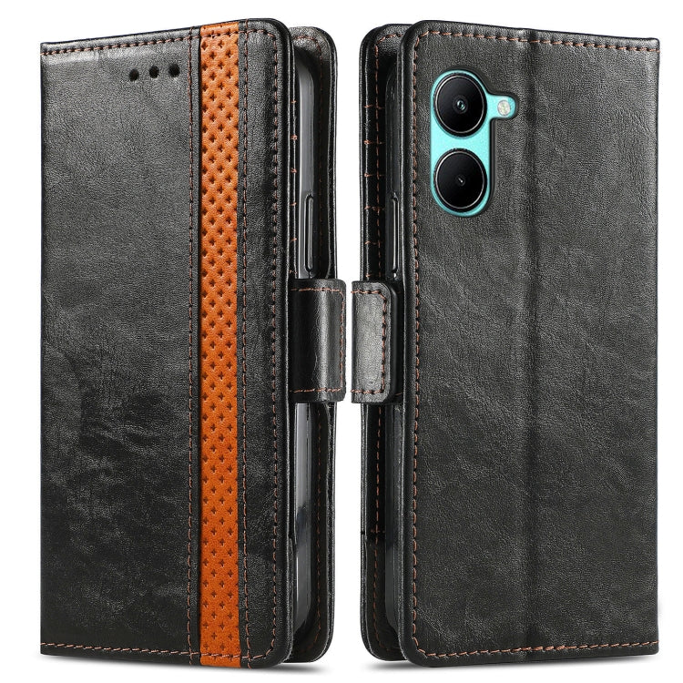 For Realme C33 CaseNeo Splicing Dual Magnetic Buckle Leather Phone Case