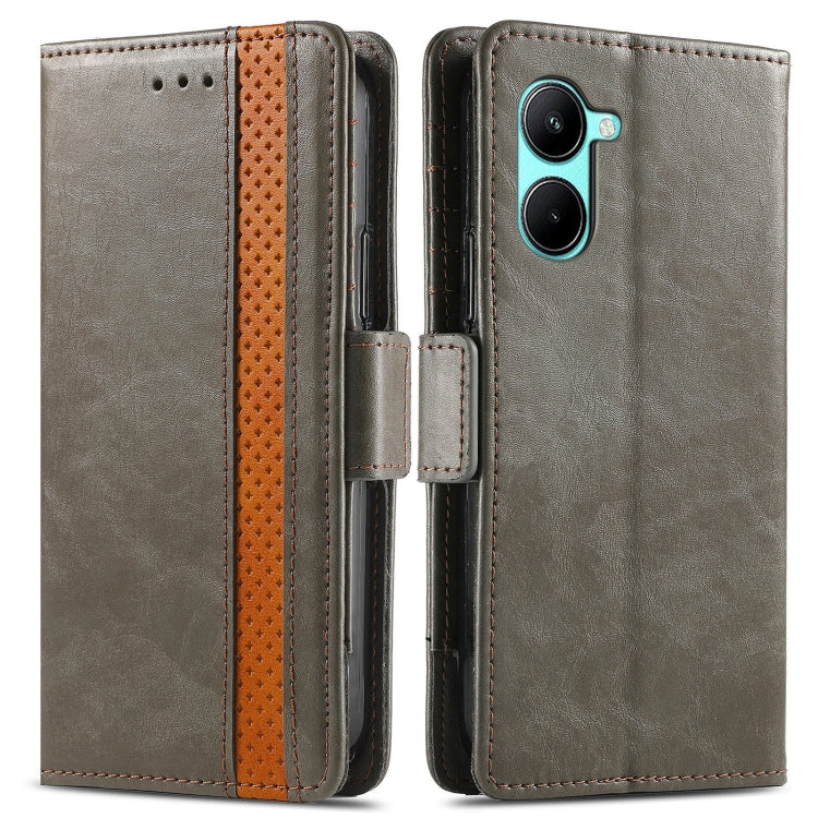 For Realme C33 CaseNeo Splicing Dual Magnetic Buckle Leather Phone Case