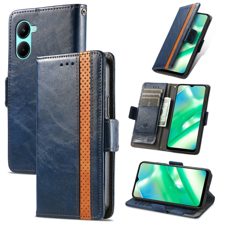 For Realme C33 CaseNeo Splicing Dual Magnetic Buckle Leather Phone Case