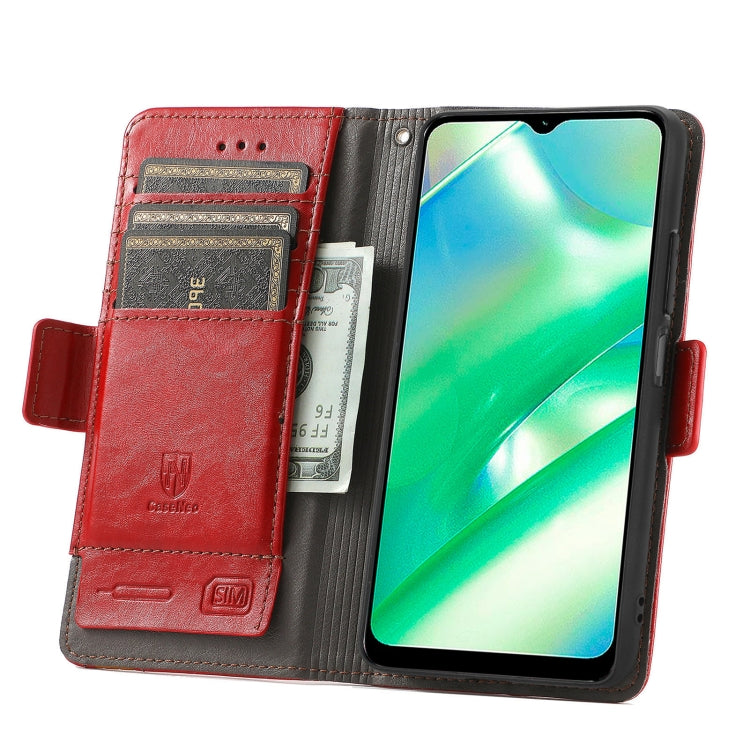 For Realme C33 CaseNeo Splicing Dual Magnetic Buckle Leather Phone Case