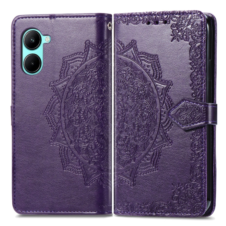 For Realme C33 Mandala Flower Embossed Leather Phone Case