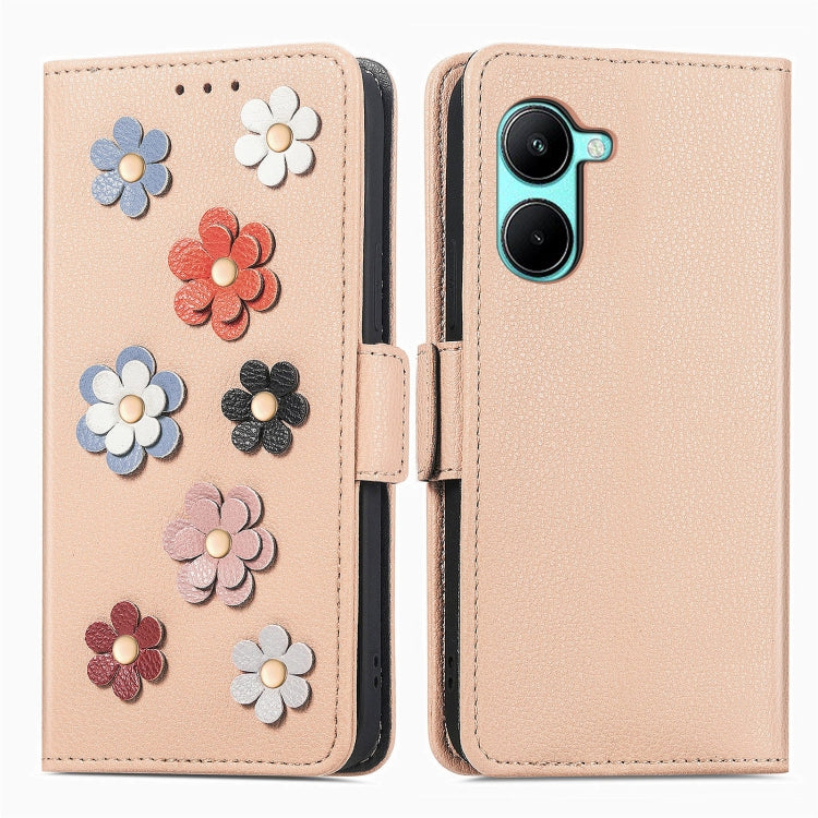 For Realme C33 Stereoscopic Flowers Leather Phone Case