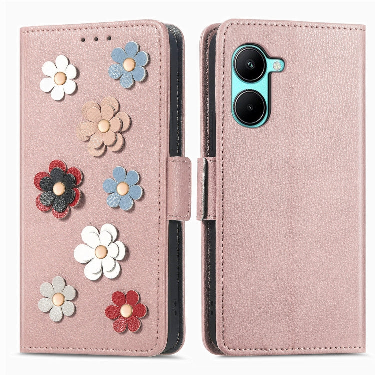 For Realme C33 Stereoscopic Flowers Leather Phone Case