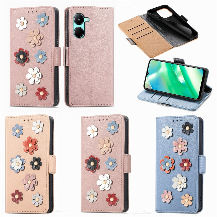 For Realme C33 Stereoscopic Flowers Leather Phone Case