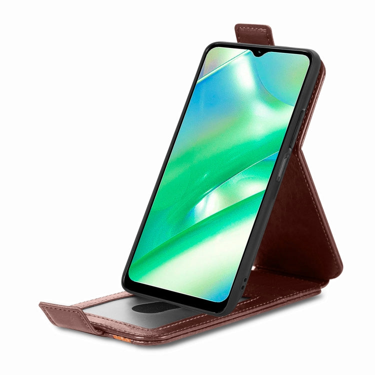 For Realme C33 Splicing Wallet Card Holder Vertical Flip Leather Phone Case