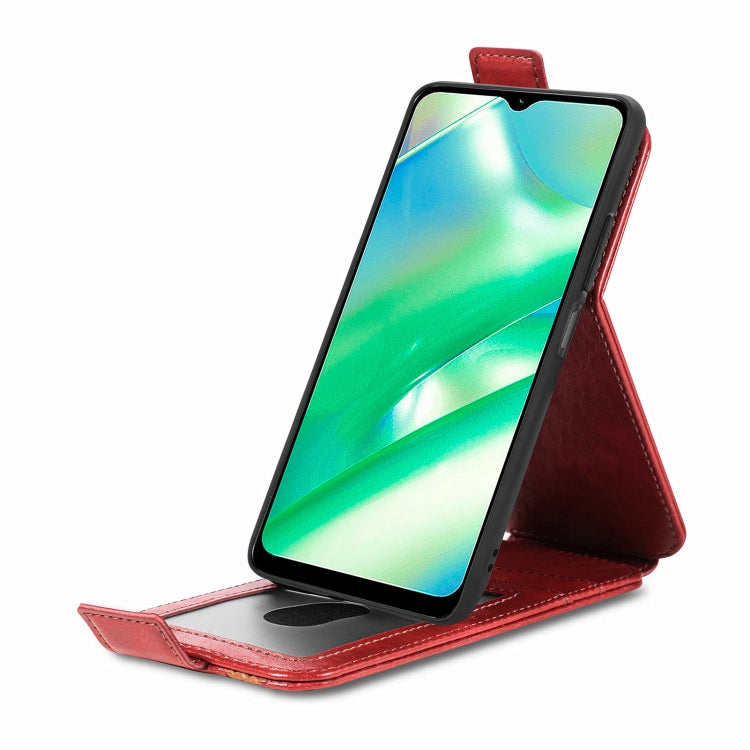 For Realme C33 Splicing Wallet Card Holder Vertical Flip Leather Phone Case